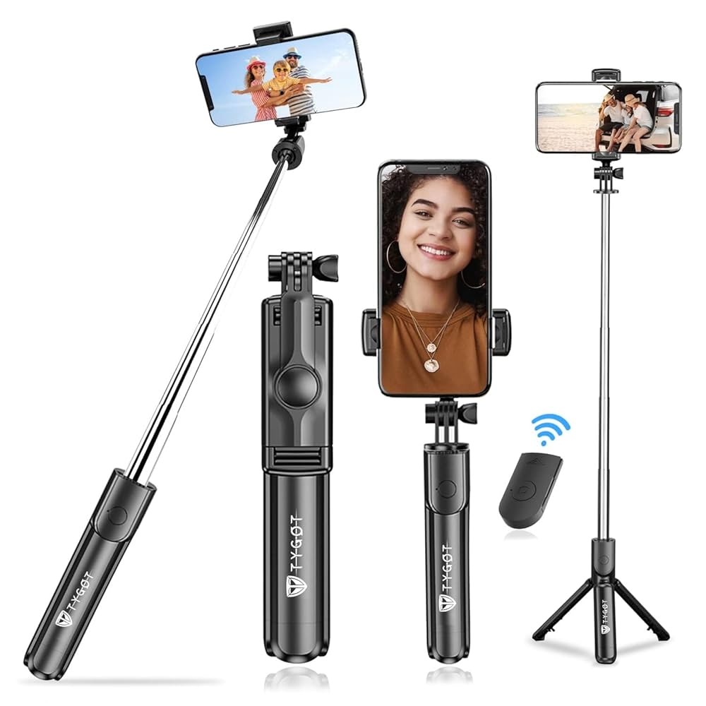 Tygot Bluetooth Extendable Selfie Sticks with Wireless Remote and Tripod Stand, 3-in-1 Multifunctional Selfie Stick 